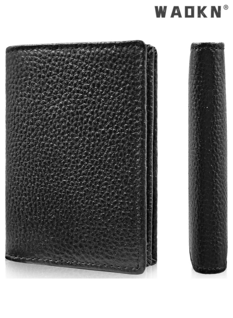 WAOKN Selected Genuine Leather Business Card Holder - Essential for Professionals, with Credit Card Slots, ID Display Window, and RFID Blocking Security - Image 5