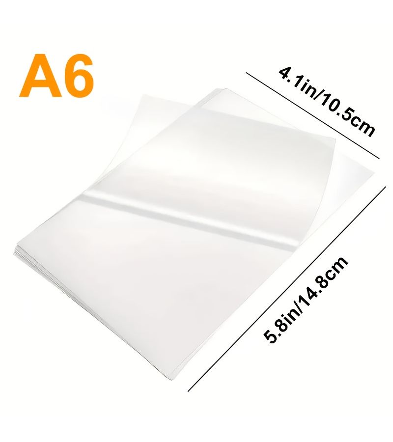 50 A6 Sheets Self Adhesive Laminating Paper Glossy for Photos Labels Menus ID Cards Certificates Peel Stick Vinyl No Heat Machine Required Instant Lamination for Documents Crafts - Image 1