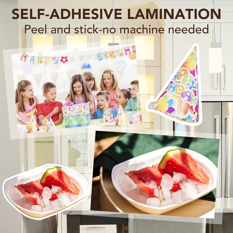 50 A6 Sheets Self Adhesive Laminating Paper Glossy for Photos Labels Menus ID Cards Certificates Peel Stick Vinyl No Heat Machine Required Instant Lamination for Documents Crafts - Image 4