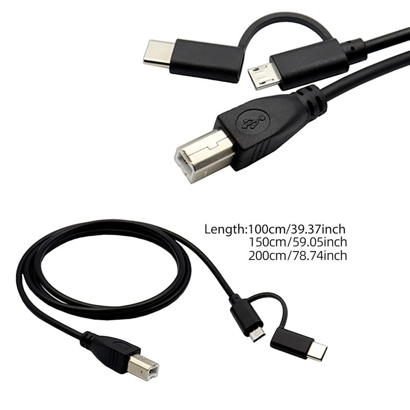 كابل USB/Type C إلى USB B OTG بطول 1 متر/1.5 متر/2 متر، موصل ذكري للربط بين الأجهزة، مناسب للطابعات وأجهزة البيانو الإلكتروني والطبول. - Image 3