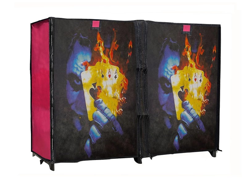 PHILOSHOP PHILOSHOP Multipurpose 10 Layer Joker Printed Storage Organizer with Cover PinkMetal - Image 5