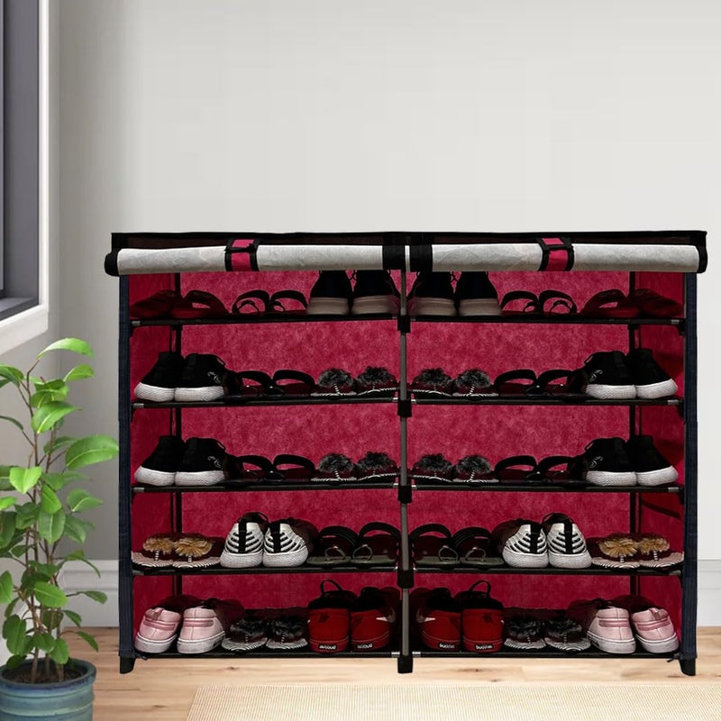 PHILOSHOP PHILOSHOP Multipurpose 10 Layer Joker Printed Storage Organizer with Cover PinkMetal - Image 1
