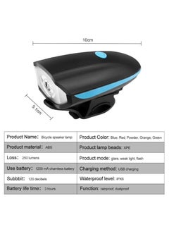 CYCLiSTA USB Rechargeable Bicycle Front Light with Multiple Sounds Orange  - Image 5
