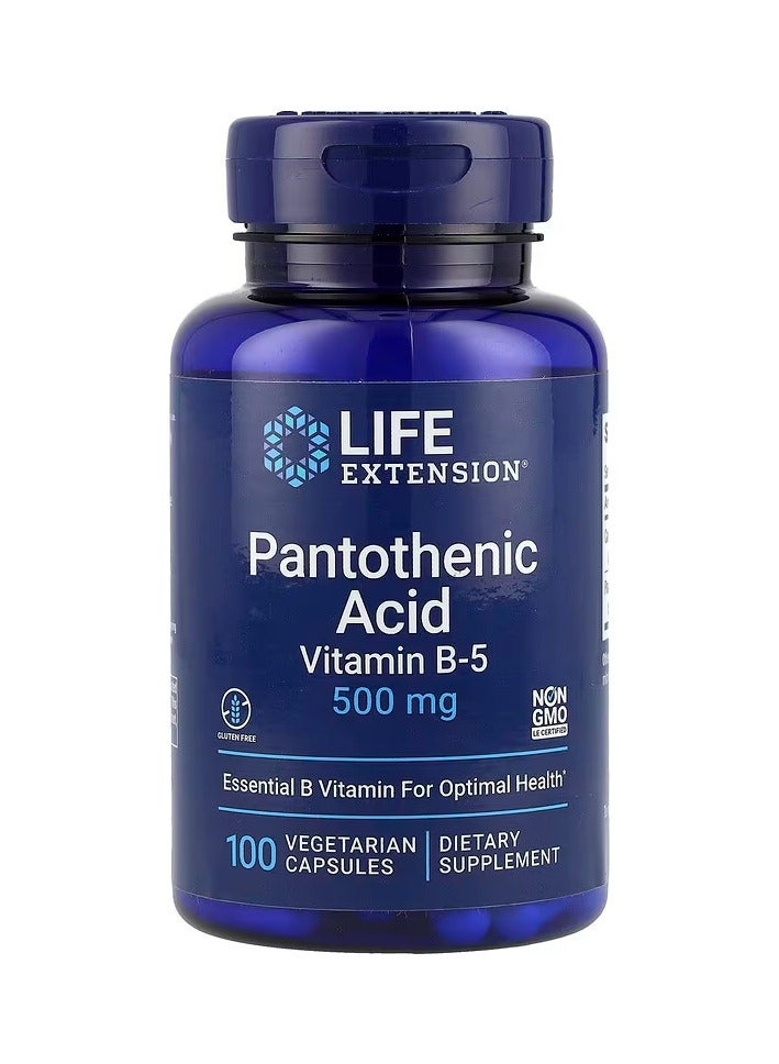 لايف إكستنشن حمض البانتوثنيك فيتامين ب-5 500 ملجم 100 كبسولة نباتية - Image 1