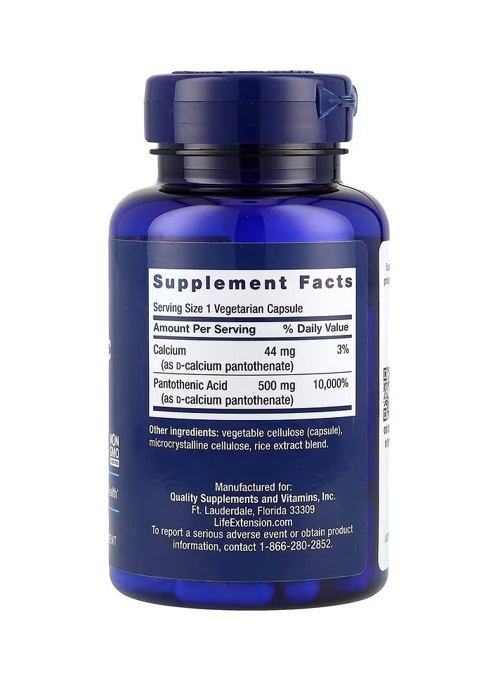 لايف إكستنشن حمض البانتوثنيك فيتامين ب-5 500 ملجم 100 كبسولة نباتية - Image 2