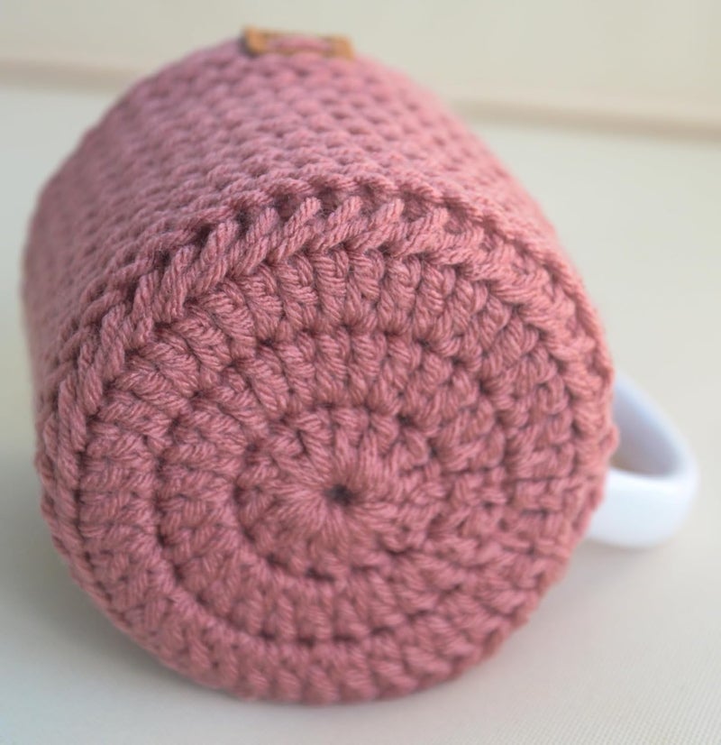 Simply Hooked Mug Cozy Sleeve with Coaster, Knit Cup Cozies for Hot Coffee and Tea, Fits 11oz Mugs, Stocking Stuffer for Women, Pink - Image 4