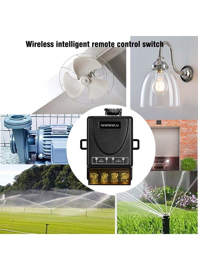 NEWNEWLIU مفتاح تحكم عن بُعد لاسلكي 12 فولت، ريلاي DC12V/24V/48V/72V/30A، مفتاح تحكم عن بُعد، تحكم RF عن بُعد مع مدى طويل يصل إلى 328 قدم لجميع أنواع المحركات الكهربائية والمراوح والمصابيح وأبواب اللف. - Image 5