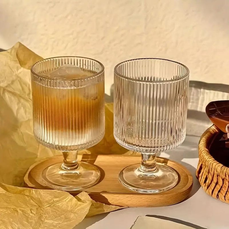 endevi Vintage Vertical Striped Wine Glasses Set 240ml Cocktail Glass LeadFree Glasses for Bars Restaurants Parties 2 - Image 3