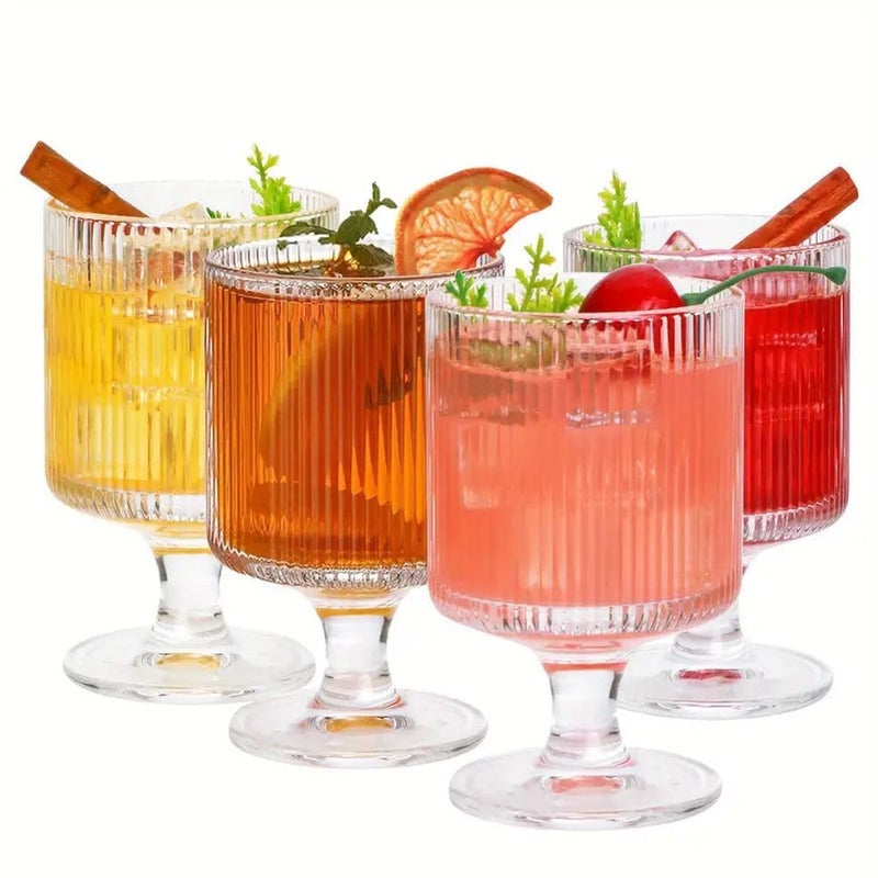 endevi Vintage Vertical Striped Wine Glasses Set 240ml Cocktail Glass LeadFree Glasses for Bars Restaurants Parties 2 - Image 1