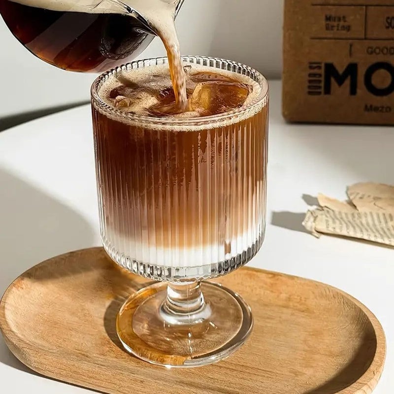endevi Vintage Vertical Striped Wine Glasses Set 240ml Cocktail Glass LeadFree Glasses for Bars Restaurants Parties 2 - Image 4