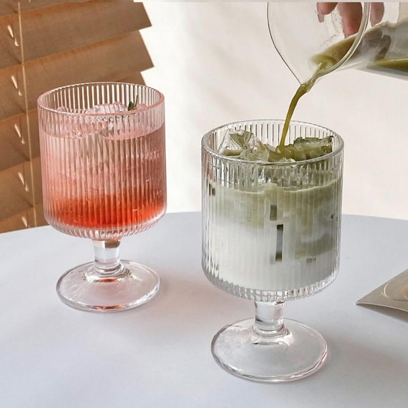 endevi Vintage Vertical Striped Wine Glasses Set 240ml Cocktail Glass LeadFree Glasses for Bars Restaurants Parties 2 - Image 5