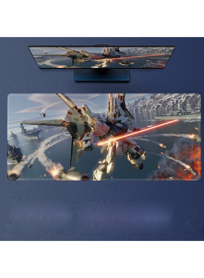 Large Dirty-Resistant Office Computer Desktop Mat Natural Rubber Large Mouse Pad Desktop Game Keyboard Desk Mat Series-Pattern:Flying Gundam [desktop Mouse Pad]  - Image 1
