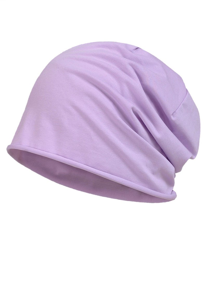 Loquat Infinity Scarf Headwear Cap Solid Color Beanie Hat Lilac Purple 