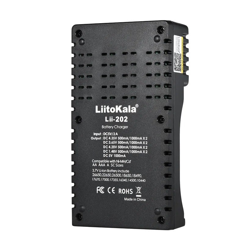 Lii-202 Smart Battery Charger For 1.2V/3.7V/3.2V/3.85V AA/AAA 18490/18350/16340/14500/10440 NiMH Lithium Rechargeable Batteries Black - Image 4