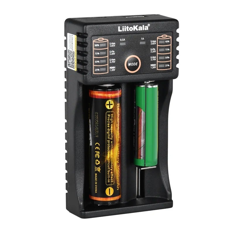Lii-202 Smart Battery Charger For 1.2V/3.7V/3.2V/3.85V AA/AAA 18490/18350/16340/14500/10440 NiMH Lithium Rechargeable Batteries Black - Image 3