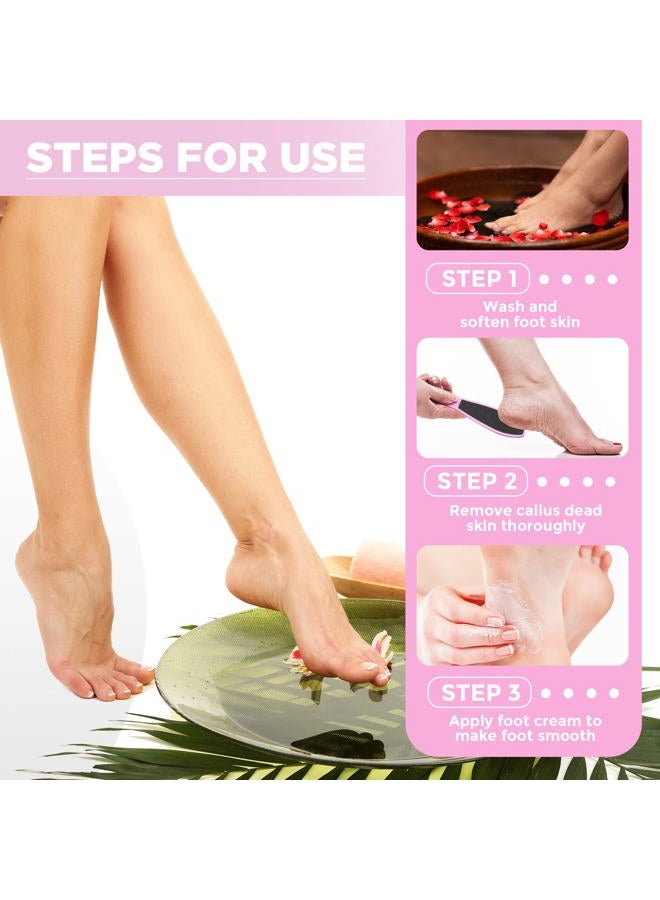 Minatee 100 قطعة من مبرد القدم مزدوج الجوانب لإزالة الجلد الميت أداة صنفرة كعب القدم مع مقبض بلاستيكي لمنتجع القدم (وردي) - Image 4