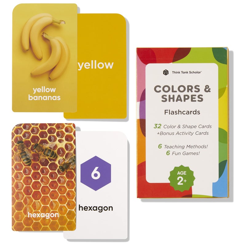 Think Tank Scholar AwardWinning Colors Shapes Flash Cards for Kids Ages 28 36 Durable Cards with Real Pictures Learn Colors Shapes Categorization Preschool Kindergarten Homeschool Classroom - Image 3