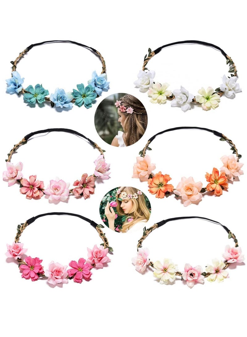 إسكدنيا Girls Corolla Head Flowers, 6 Pieces Flower Girl Tiaras Bridal Bridesmaid Headband Wreath Hairstyle Decoration Accessories - Image 1