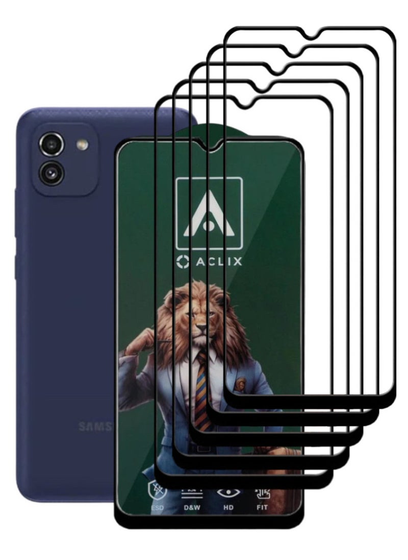 ACLIX 5 Pieces Antistatic ESD Dustproof Premium Quality High Definition Tempered Glass Screen Protector Designed For Samsung Galaxy A03 - Image 1