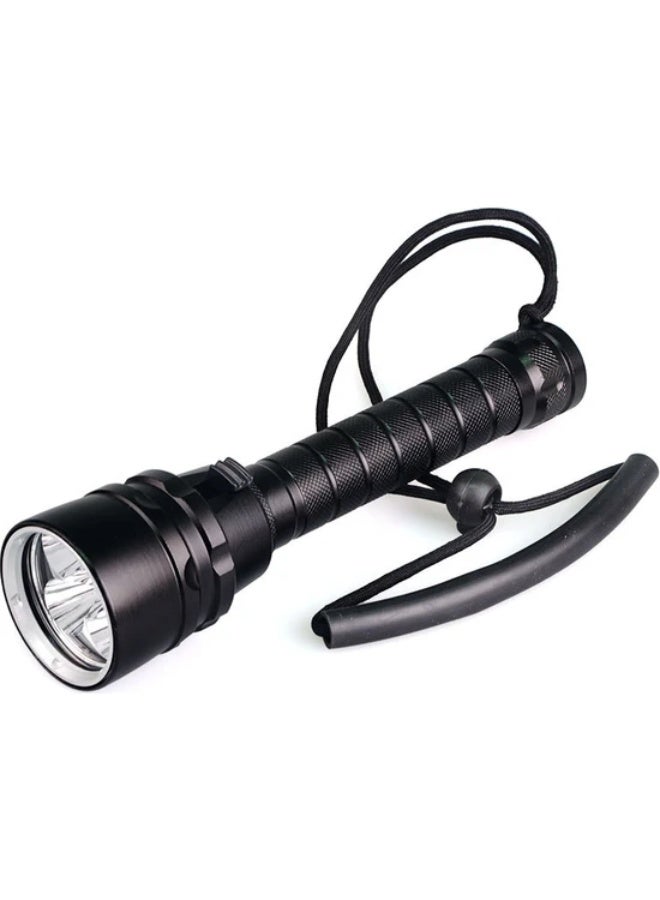 Aluminum Waterproof Underwater Diving Flashlight T6 LED Light,black - Image 1