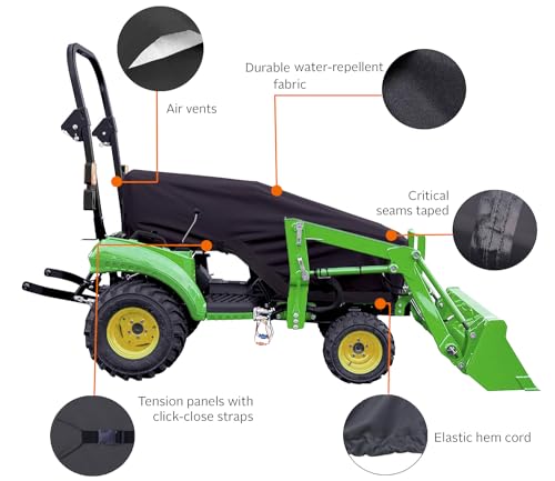 YHINGG Tractor Cover Waterproof Compatible with Kubota,John Deere,Mahindra, Bobcat,Compact Utility Tractor Cowling Cover Heavy Duty Tractor Accessories - Image 3