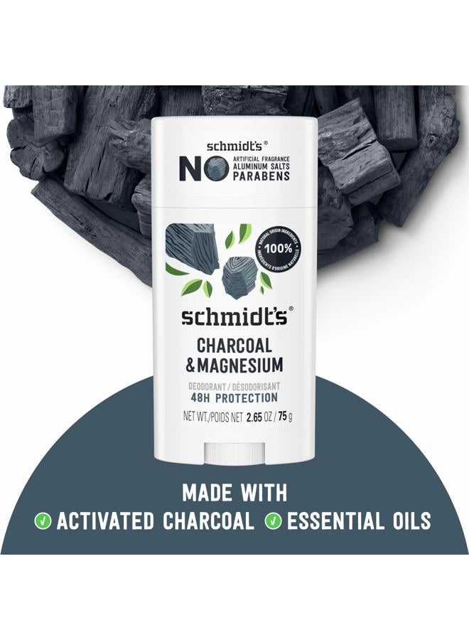 schmidt's Aluminum-Free Vegan Deodorant Charcoal & Magnesium with 48 Hour Odor Protection, 2 Count for Women and Men, Natural Ingredients, Cruelty-Free, 2.65 oz, Pack of 2 - Image 2