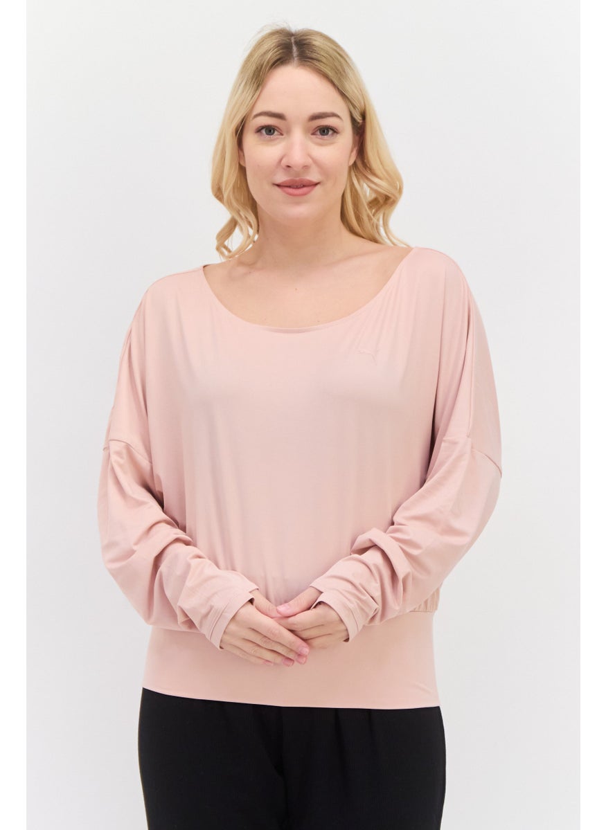 PUMA Women Sportwear Fit Long Sleeves Brand Logo Training Top, Peach  - Image 1