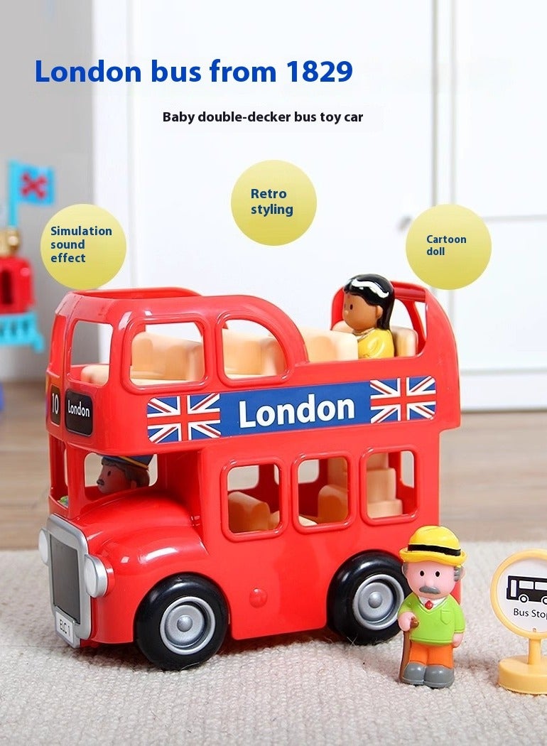 Y&D Double Decker Tour Bus Toy Classic Toys City Tour London Bus With 3 Play Figure - Image 2