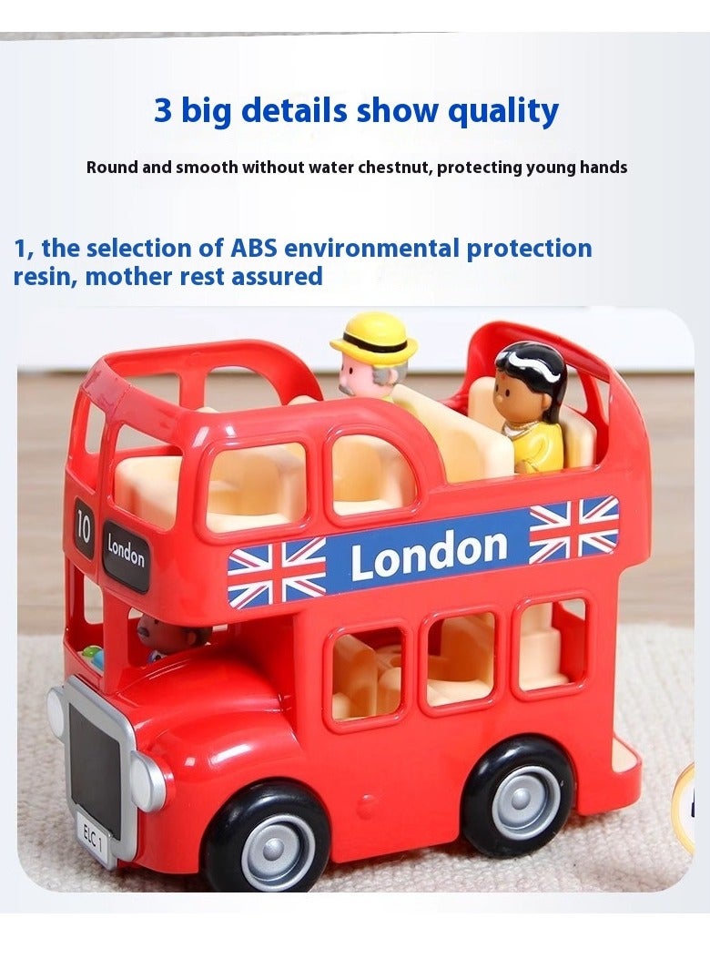 Y&D Double Decker Tour Bus Toy Classic Toys City Tour London Bus With 3 Play Figure - Image 3