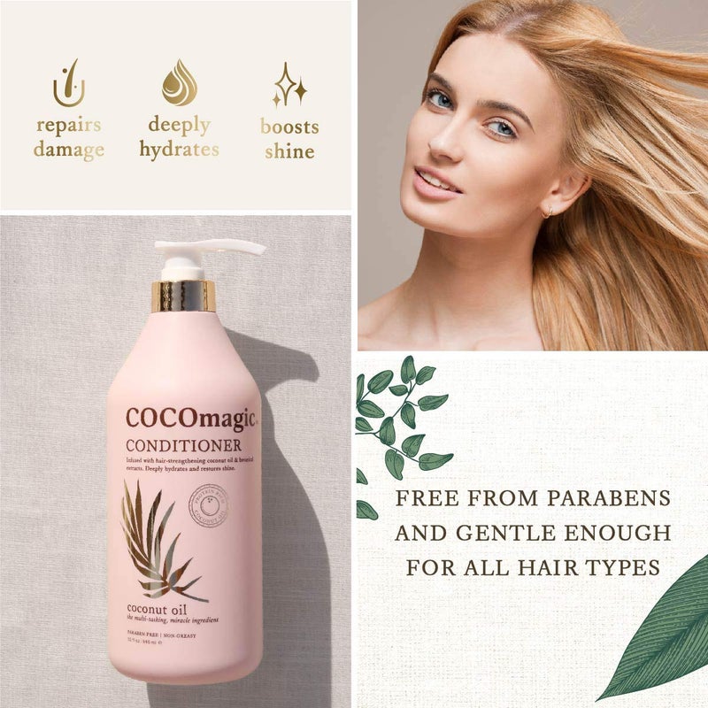 Cocomagic Conditioner with Coconut Oil and Botanical Extracts â€“ Deeply Hydrates and Restores Shine | Paraben-Free, Gentle for All Hair Types (32 Oz) - Image 3