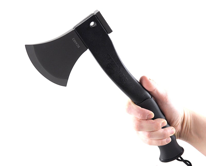 SCHRADE Schrade SCAXE2 11.8in Stainless Steel Small Axe with 3.8in Blade and Glass Fiber PA and TPR Rubber Handle for Outdoor Survival Camping and Everyday Tasks , Grey  - Image 4