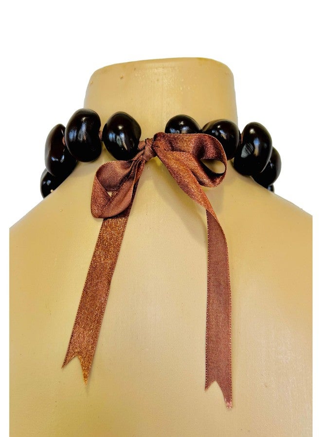 Zero Gravity Hawaii Hawaiian Jewelry 20" Brown Kukui Nut Choker Lei Necklace with Opihi Shell on Koa Wood Turtle Honu - Image 3
