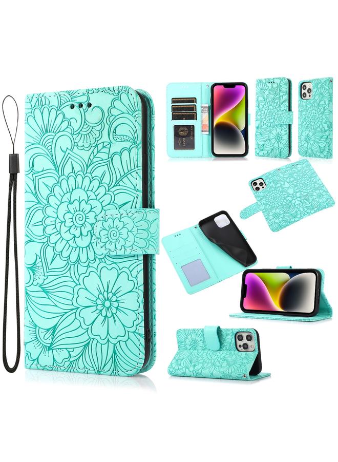 Zaboon Case For iPhone 13 Pro Skin Feel Embossed Sunflower Horizontal Leather Case - Image 1