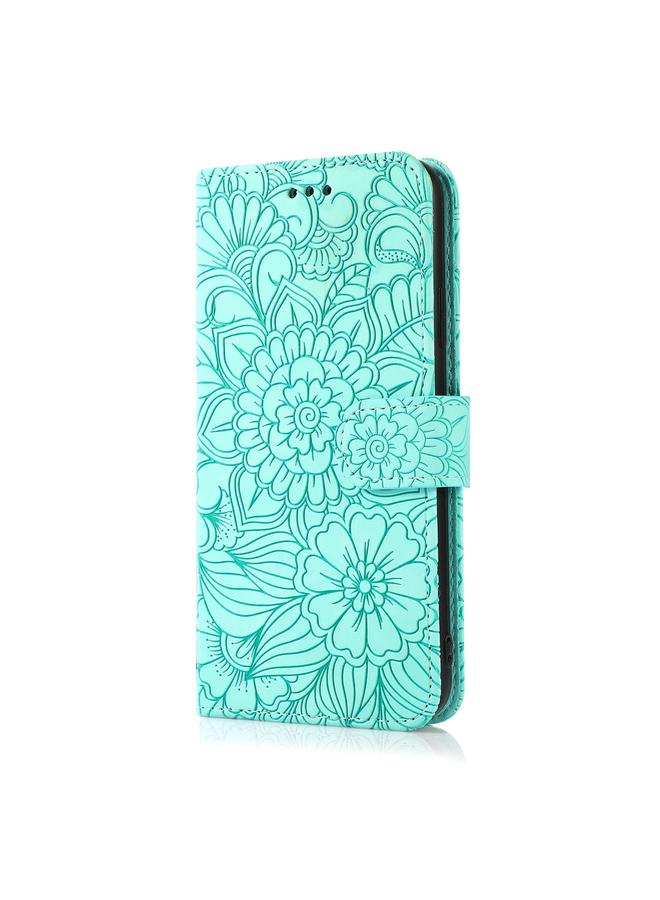Zaboon Case For iPhone 13 Pro Skin Feel Embossed Sunflower Horizontal Leather Case - Image 2