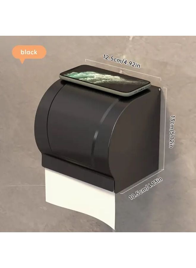 Wall Mounted Black Golden Tissue Box No Drill Paper Towel Holder Modern Minimalist - Image 4