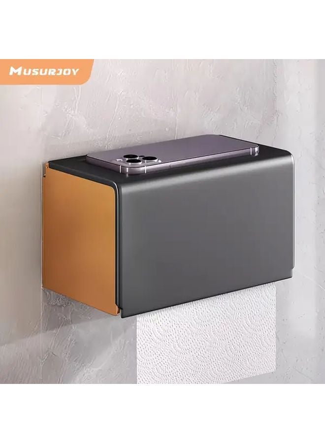 Wall Mounted Black Golden Tissue Box No Drill Paper Towel Holder Modern Minimalist - Image 2