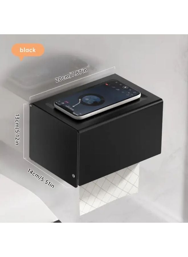 Wall Mounted Black Golden Tissue Box No Drill Paper Towel Holder Modern Minimalist - Image 5