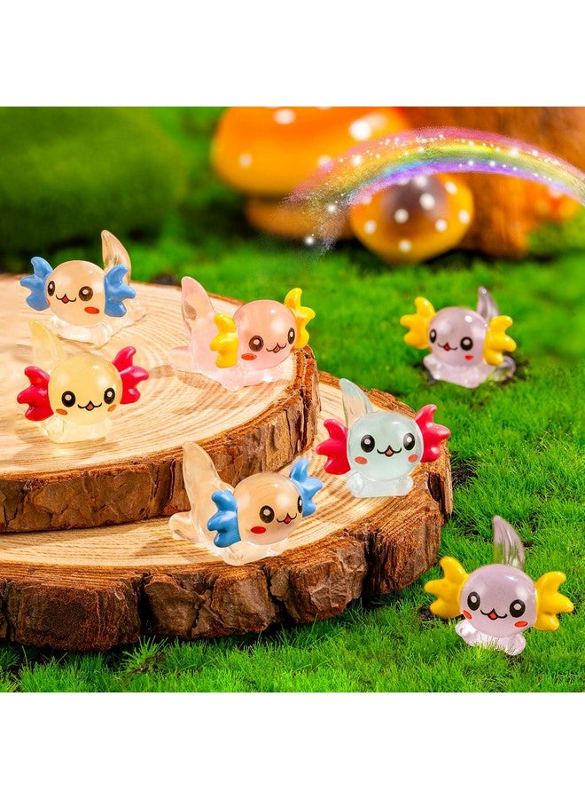 FFNIU 64Pcs Luminous Mini Resin Axolotl, Miniature Axolotl Figurines, Glow in The Dark Tiny Axolotl Ornament for Garden Landscape Aquarium Dollhouse Birthday Party Room Crafts Decor - Image 3
