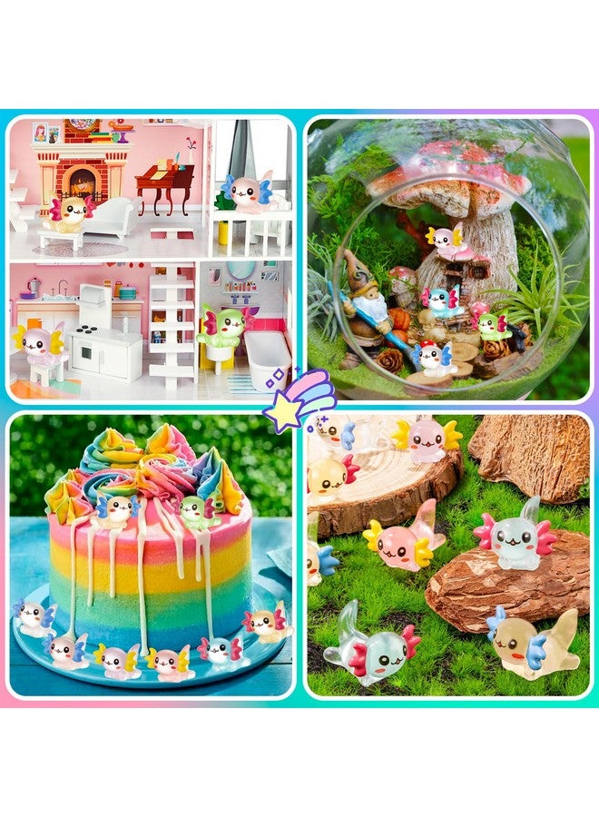 FFNIU 64Pcs Luminous Mini Resin Axolotl, Miniature Axolotl Figurines, Glow in The Dark Tiny Axolotl Ornament for Garden Landscape Aquarium Dollhouse Birthday Party Room Crafts Decor - Image 4