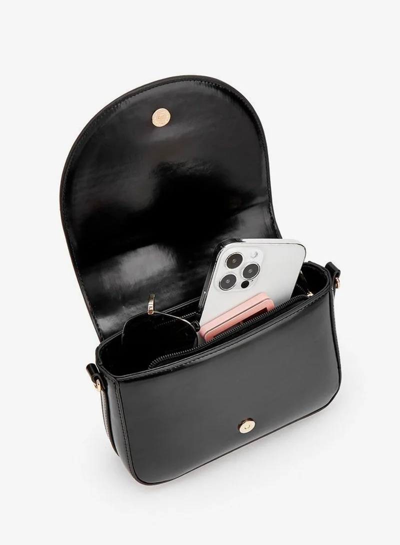 Flora Bella By Shoexpress BLACK Solid Crossbody Bag With Detachable Strap for Women | Best Price UAE