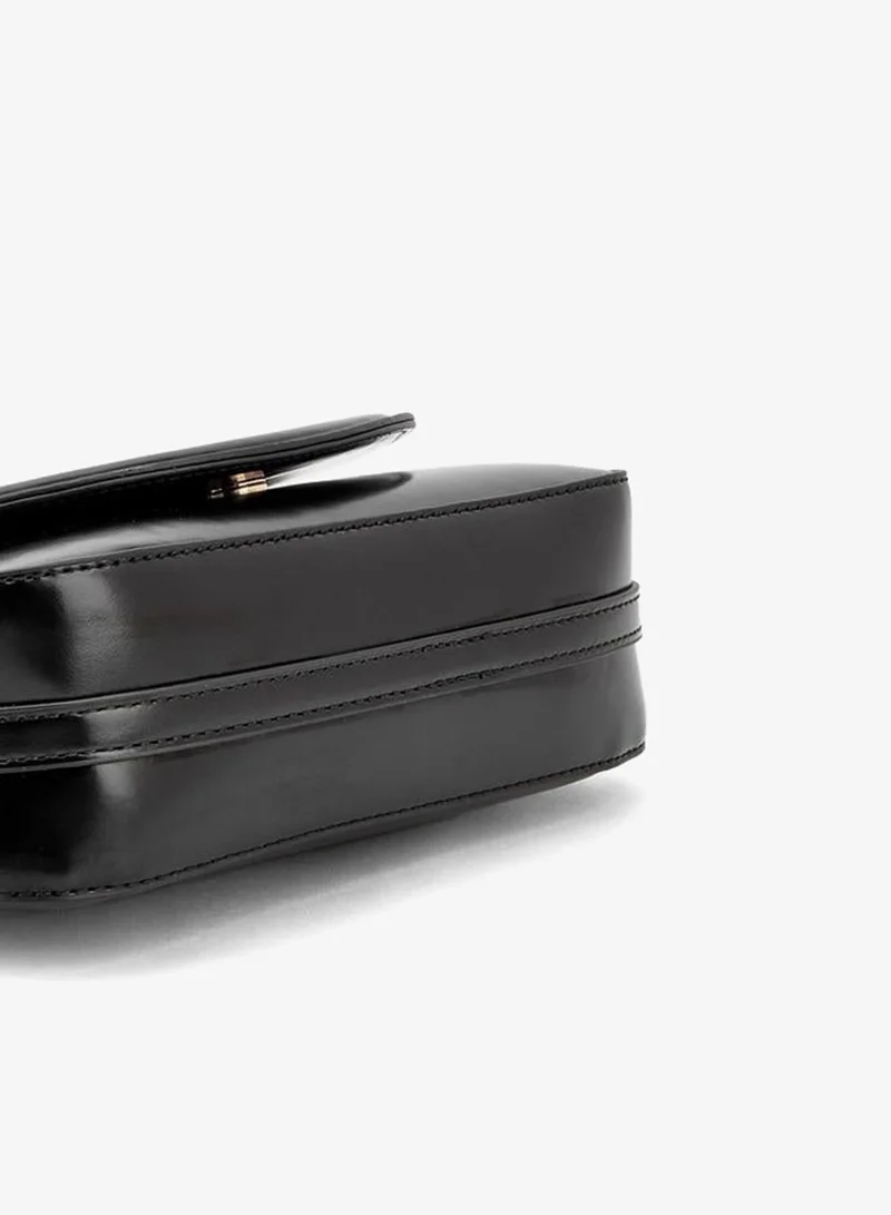Flora Bella By Shoexpress BLACK Solid Crossbody Bag With Detachable Strap for Women | Best Price UAE