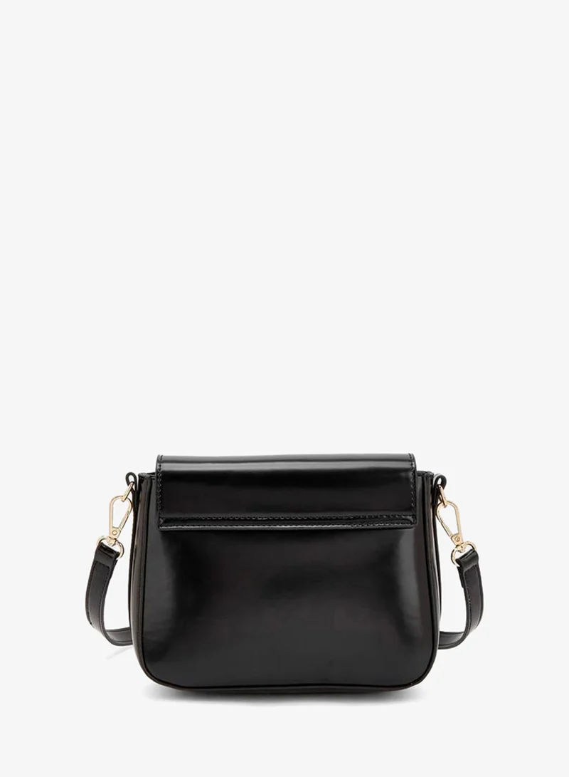 Flora Bella By Shoexpress BLACK Solid Crossbody Bag With Detachable Strap for Women | Best Price UAE