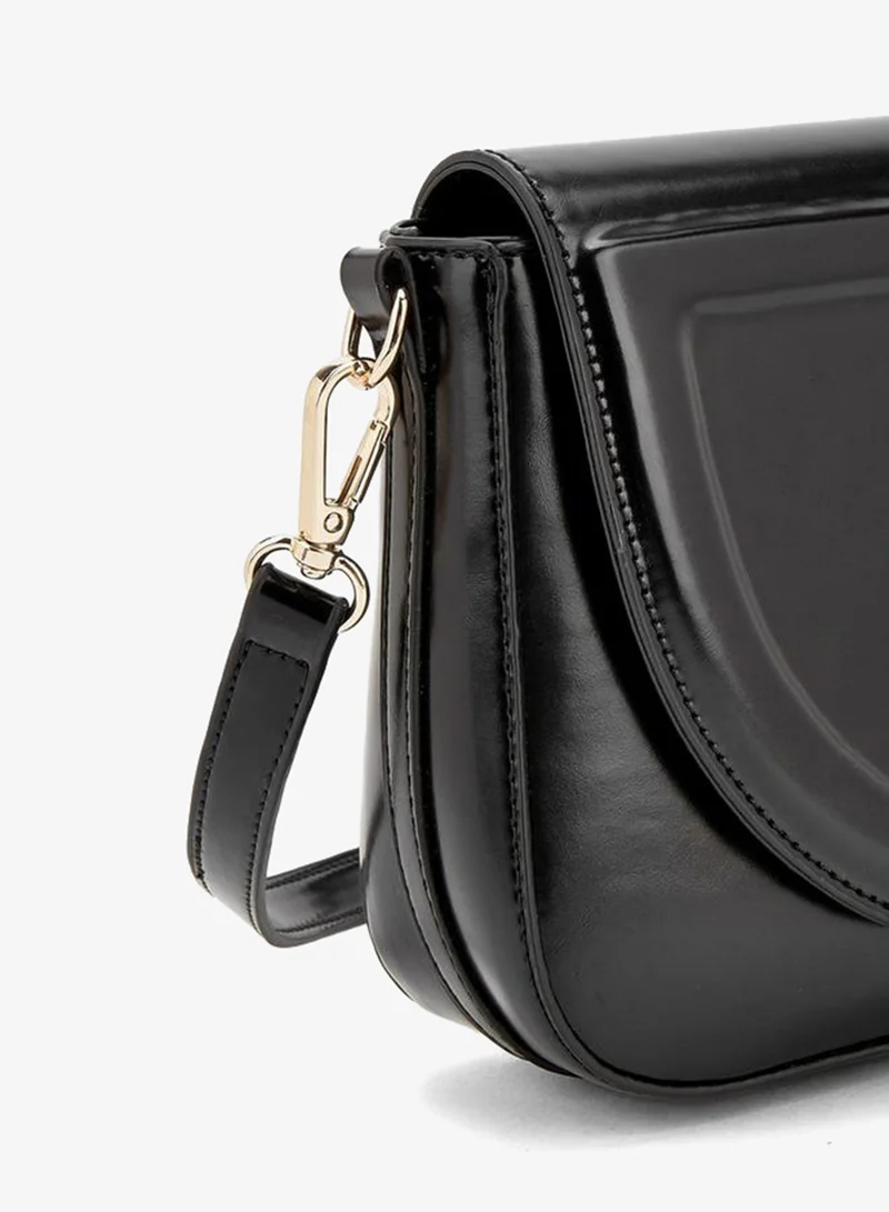 Flora Bella By Shoexpress BLACK Solid Crossbody Bag With Detachable Strap for Women | Best Price UAE