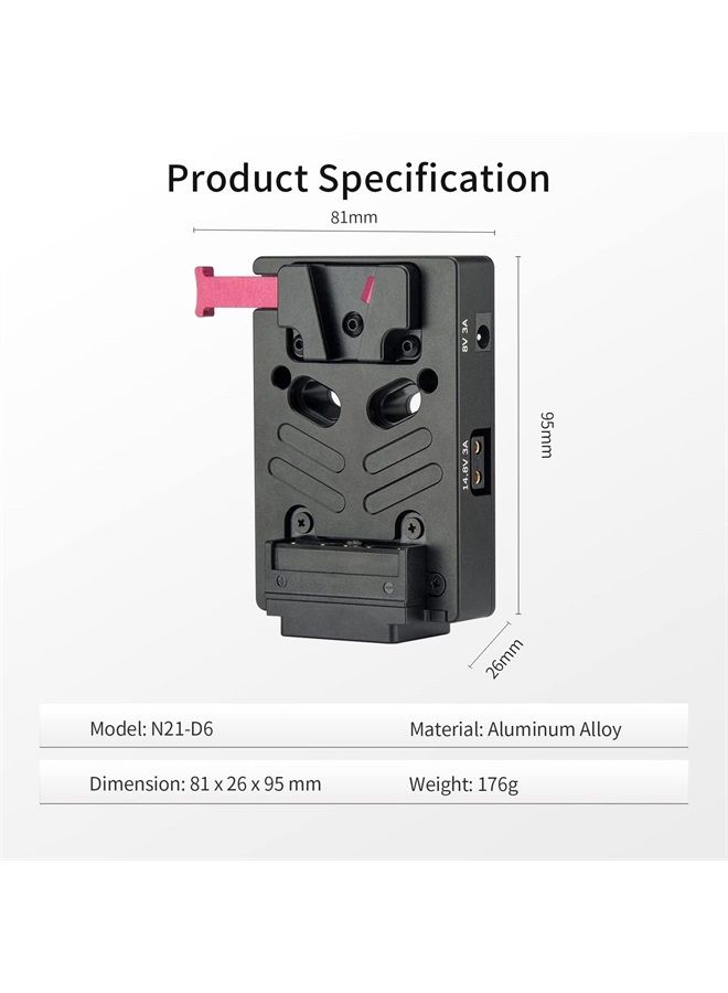 Nitze لوحة بطارية V Mount مع مخرج 8V/3A DC، 14.8V/3A D-tap و PD 3.0 USB-C - N21-D6 - Image 3