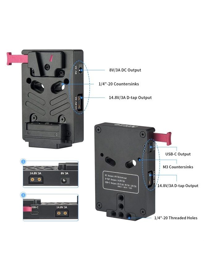 Nitze لوحة بطارية V Mount مع مخرج 8V/3A DC، 14.8V/3A D-tap و PD 3.0 USB-C - N21-D6 - Image 2