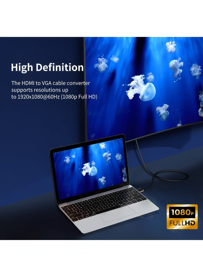 أبلينم كابل محول HDMI إلى VGA بطول 1.8 متر، مطلي بالذهب 1080 بكسل، كابل محول فيديو رقمي إلى VGA تناظري نشط لأجهزة الكمبيوتر المكتبية وأجهزة العرض وأجهزة التلفزيون عالية الدقة وRaspberry Pi وRoku وXbox - Image 4