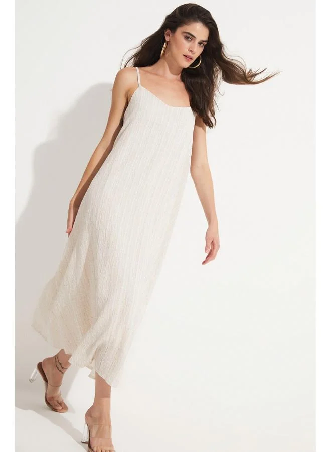 جون Striped Textured Dress