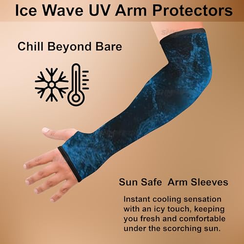 SNMMIFER UV Protection Arm Sleeves with Thumb Holes, Nylon Sun Protection Hand Cover for Running and Cycling, Unisex (1 Pair-Black) - Image 5