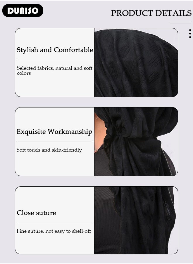 DUNISO Women Under Scarf Hijab Cap  Islamic Muslim Under Hijab Cap  Back Closure Fashionable Solid Color Headwraps Lightweight Turban Beanie Cap Underscarf Hijab Cap  for Women Girls  - Image 2