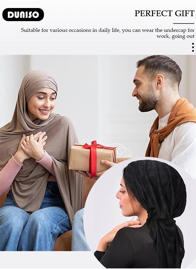 DUNISO Women Under Scarf Hijab Cap  Islamic Muslim Under Hijab Cap  Back Closure Fashionable Solid Color Headwraps Lightweight Turban Beanie Cap Underscarf Hijab Cap  for Women Girls  - Image 4